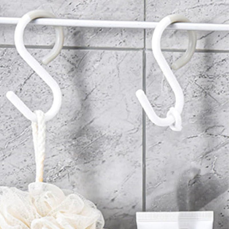 White Plastic S Hooks 12pcs Multi Purpose Kitchen Bathroom Cabinet Storage Organizer - Image 4